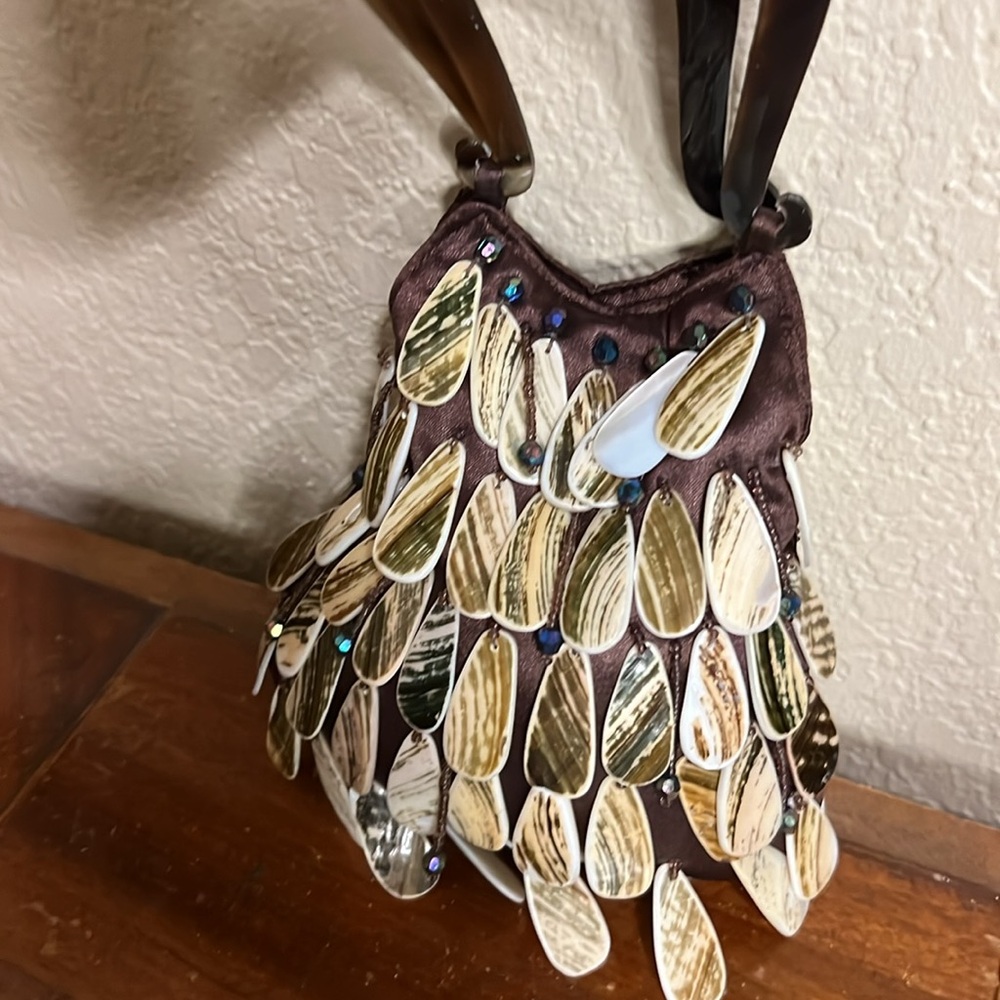 🔥Brown Organic Sea Shell Textured Hand Bag unique EXCELLENT SUMMER!! - Picture 3 of 6